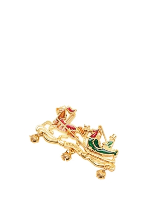 Hermès Pre-Owned 1990-2020 Gold Plated and Enamel Christmas Carriage Brooch costume brooch