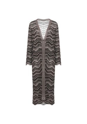 D.Exterior chevron-knit tie-fastening sweater - Black