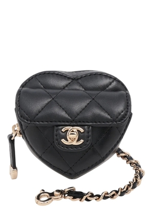 CHANEL Pre-Owned 2021-2026 Mini Lambskin CC in Love Heart and Bag Charm key chain - Black