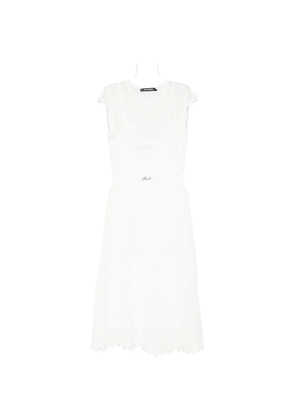 Karl Lagerfeld pointelle-knit belted midi dress - White
