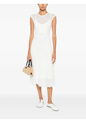 Karl Lagerfeld pointelle-knit belted midi dress - White