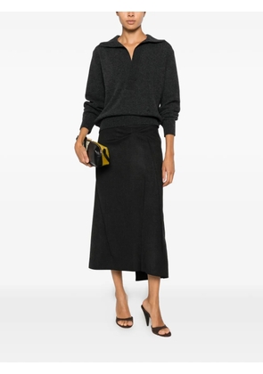 Victoria Beckham asymmetric draped midi skirt - Grey