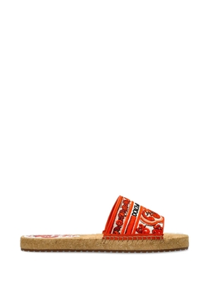 Dolce & Gabbana Maiolica-pattern flat espadrilles - Orange