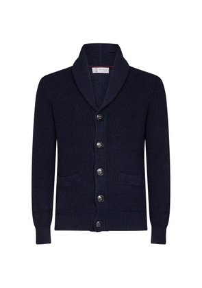 Brunello Cucinelli Solomeo crest shawl-collar cardigan - Blue