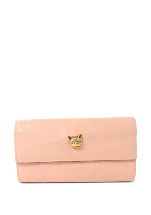 Gucci Pre-Owned Guccissima cat-head long wallet - Pink