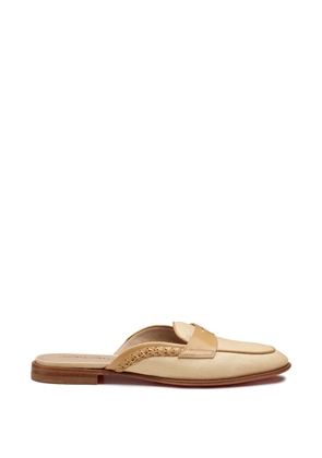 Santoni braided leather-trim flat mules - Neutrals