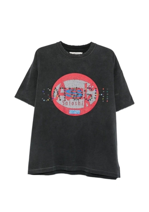 SATOSHI NAKAMOTO crystal-embellished distressed-effect T-shirt - Black