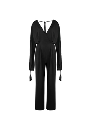 Alberta Ferretti tassel-detail v-neck jumpsuit - Black