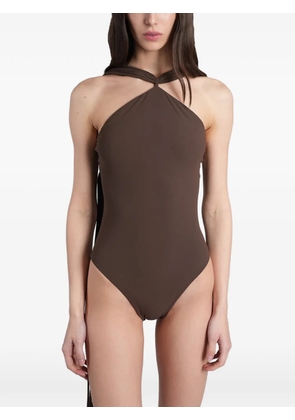 Cult Gaia Primrose halterneck draped swimsuit - Brown