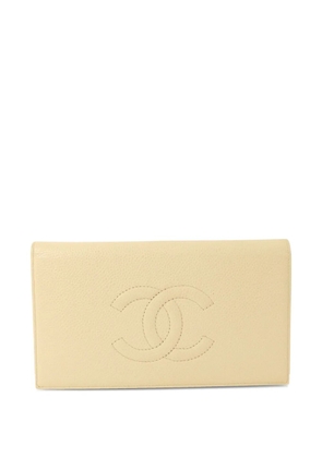 CHANEL Pre-Owned CC stitched long wallet - Neutrals