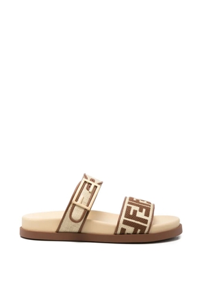 FENDI FF logo buckle sandals - Neutrals