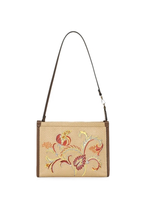 ETRO floral-embroidered logo-print shoulder bag - Neutrals