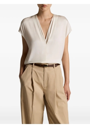 Vince V-neck cap-sleeve top - Neutrals