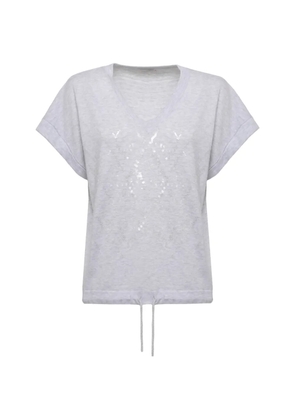PANICALE sequin-embellished drawstring T-shirt - Grey