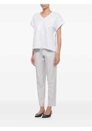 PANICALE sequin-embellished drawstring T-shirt - Grey