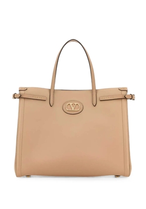 Valentino Garavani VLogo Signature leather tote bag - Neutrals