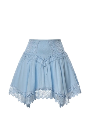 Charo Ruiz Ibiza Taléa guipure lace-trim shirred mini skirt - Blue