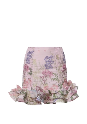 Charo Ruiz Ibiza Turma floral-print ruffled mini skirt - Pink