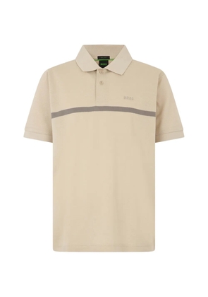 BOSS logo-embroidered stripe-detail polo shirt - Neutrals