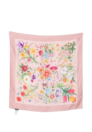 Gucci Flora-print silk scarf - Pink