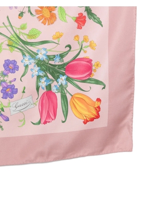 Gucci Flora-print silk scarf - Pink