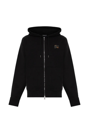 Burberry embroidered zip-up hoodie - Black