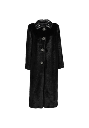 Ermanno Scervino Vintage faux-fur crystal-embellished coat - Black