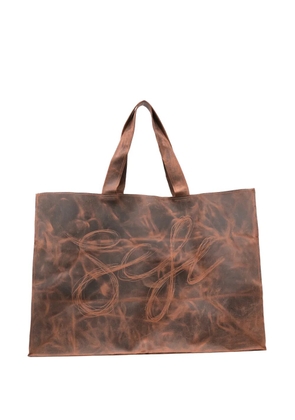 Séfr Romano logo-print leather tote bag - Brown