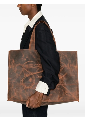 Séfr Romano logo-print leather tote bag - Brown
