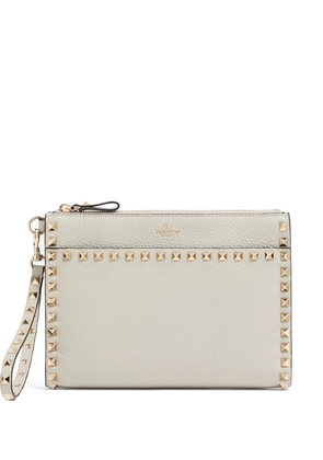 Valentino Garavani Rockstud pouch in grainy leather - Grey