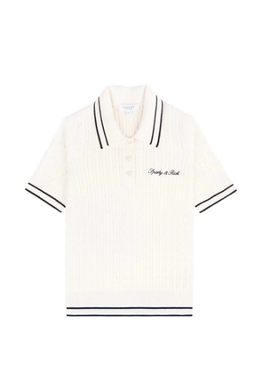 Sporty & Rich cable-knit embroidered polo shirt - Neutrals