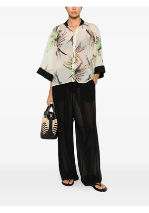 PSOPHIA bird-print wide-sleeve shirt - Neutrals