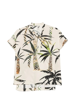 PSOPHIA palm tree-print bow-detail shirt - Neutrals