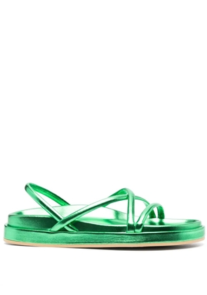 P.A.R.O.S.H. metallic-finish leather sandals - Green