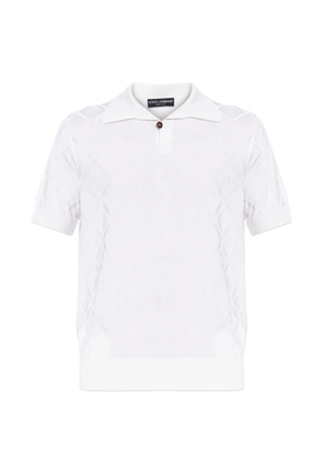 Dolce & Gabbana DG logo diamond-jacquard polo shirt - White