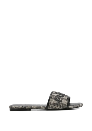 Furla Brezza monogram-pattern flat sandals - Black