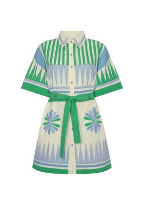 Carolina K Amaia embroidered belted shirt dress - Neutrals