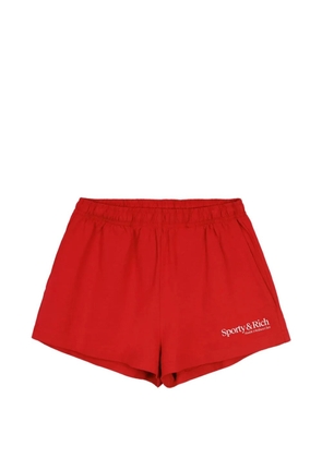Sporty & Rich logo-print cotton shorts - Red