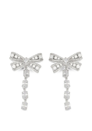 Self-Portrait crystal-bow drop earrings - Silver