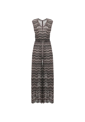 D.Exterior chevron-knit wide-leg jumpsuit - Brown