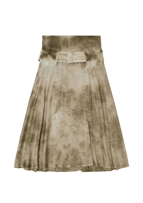 Diesel belted midi skirt in logo-jacquard satin - Neutrals
