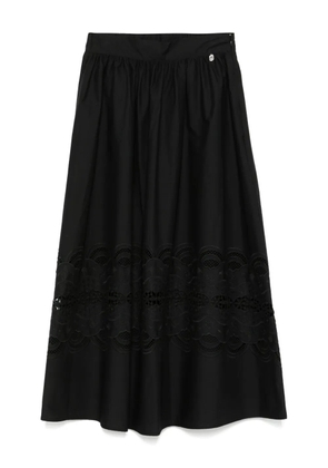 LIU JO embroidered cotton midi skirt - Black