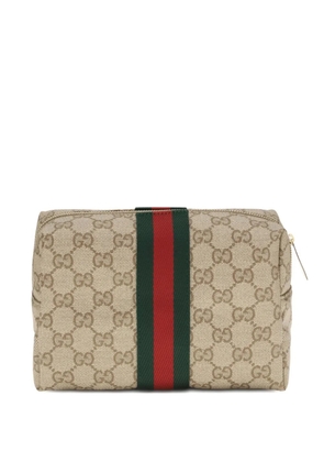 Gucci GG Supreme Web-stripe make up bag - Neutrals