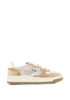 Autry Medalist metallic-effect panelled sneakers - Neutrals