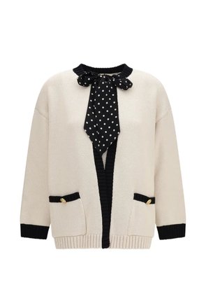 Valentino Garavani polka-dot bow-tie cardigan - Neutrals