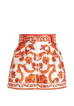 Dolce & Gabbana Majolica-print mat Bermuda shorts - White