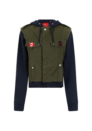 Merci layered-design frayed-edge jacket - Blue