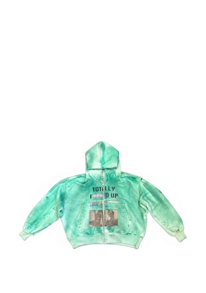 astrum TFU distressed graphic-print hoodie - Green