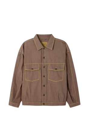 American Vintage Grezbay topstitched denim jacket - Brown