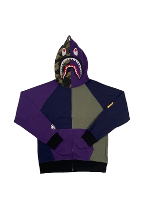A BATHING APE® PONR shark-logo full-zip hoodie - Purple